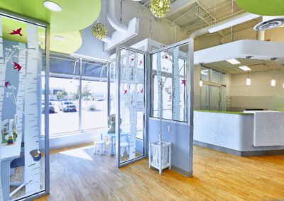 Front desk and kids waiting room area